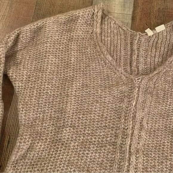 Moth womens cream and tan wool knit long sleeve v-neck sweater -S - Picture 10 of 10